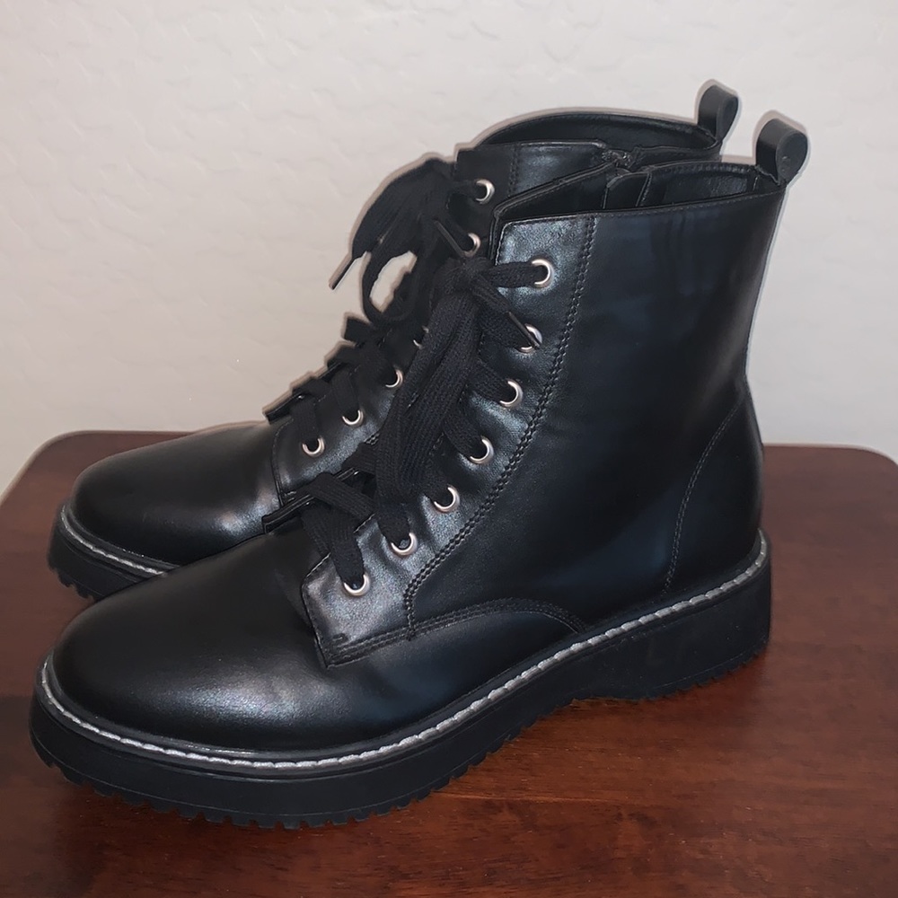 MADDEN GIRL BRAND NEW SIZE 11 JET BLACK & SUPER CUTE COMBAT BOOTS - Picture 5 of 10